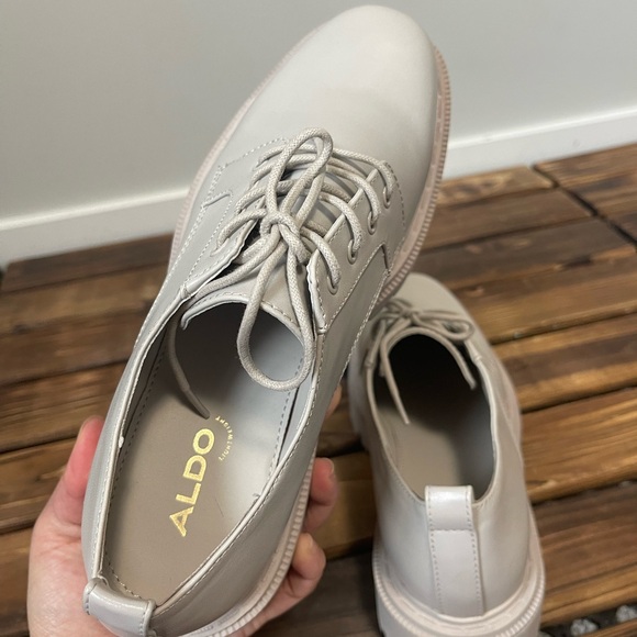 Aldo Bigmove Lace Up Light Gray Shoes Size 9 - Picture 7 of 14
